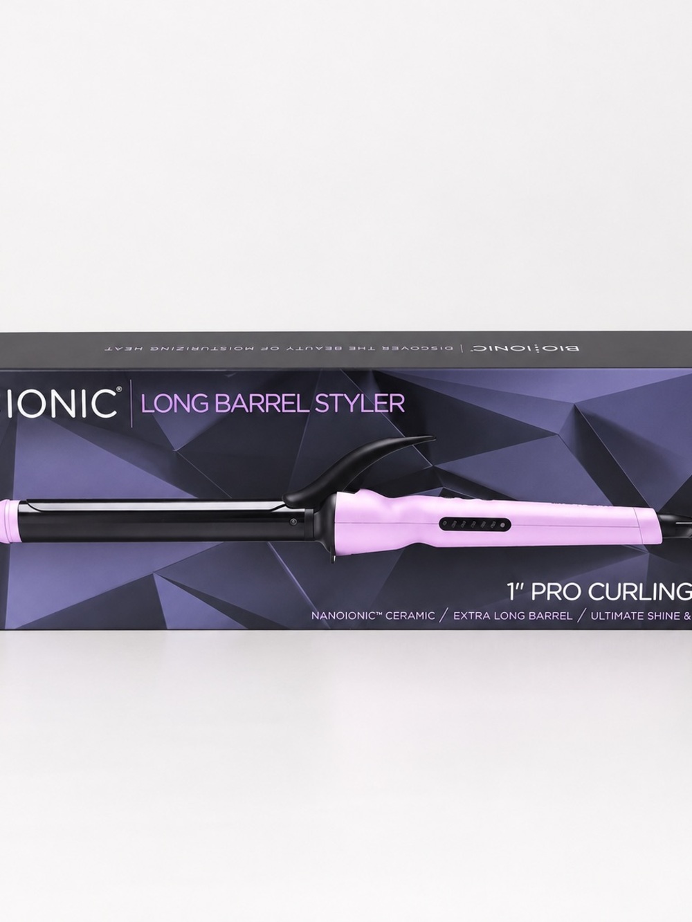 NWT Bio Ionic Long Barrel Styler 1” Pro Curling Iron Purple Limited Edition